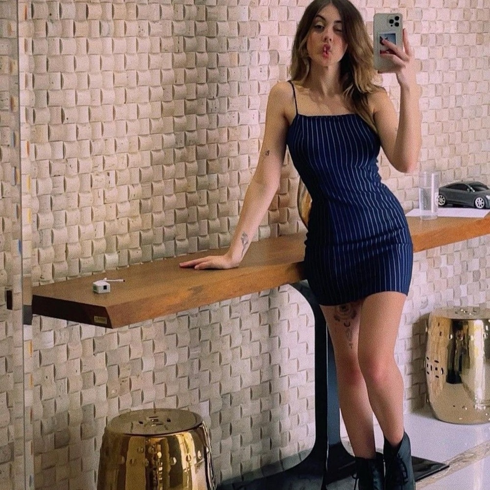 Forever 21 Navy Pinstripe Bodycon Mini Dress